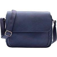 House of Leather Women's Womens Real Leather Cross Body Bag Flap Over Organiser Style HOL325 Navy | Size: Large
