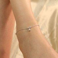 The Colourful Aura Women's 925 Silver Heart Dangle Boho Thin Payal Anklet