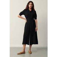 Finery London Women's Floralie Wide Leg Cropped Jumpsuit in Black | Size: 16