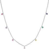 Gold Trip Women's Rainbow Multi Gemstone Necklace in Silver