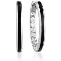 Gold Trip Women's Small Black Enamel Hoop Earrings in Silver