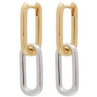 Gold Trip Women's Two Tone Convertible Oval Hoop Earrings