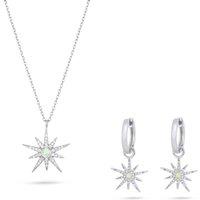 Gold Trip Women's North Star Necklace & Earrings Set in Silver