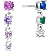 Gold Trip Women's Rainbow Multi Gemstone Asymmetric Earrings in Silver