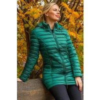 Roman Women's Longline Quilted Hooded Puffer Coat in Green | Size: 18