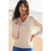 Roman Women's V-Neck Star Hotfix Jumper in Cream | Size: 16