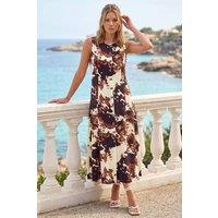 Roman Women's Cow Print Button Midi Dress in Chocolate | Size: 10