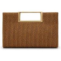 BluCore Women's Woven clutch bag with Gold tone handle in Brown