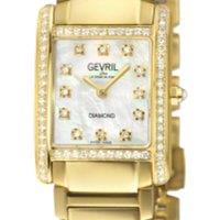 Gevril Women's Regina Swiss Diamond White MOP Dial, IPYG Diamond Case, 316L SS Watch in Gold