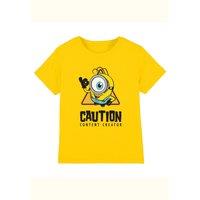 Minions & Monsters James Caution Content Creator Kids T-Shirt, Yellow | Size: 5-6 Years