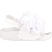 ABSOLUTE FOOTWEAR Girl's Childrens Easy Slip On Open Toe Elasticated Sandal, Embroidered Flower in White | Size: Infant 9