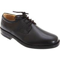 Roamers Men's Flexi Plain Leather Gibson Shoes in Black | Size: 10