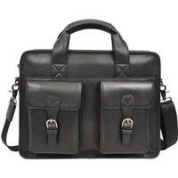 House of Leather Men's Leather Briefcase Business Work Bag Thorne in Black | Size: Small
