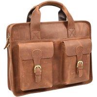 House of Leather Men's Leather Briefcase Business Work Bag Thorne in Tan | Size: Small