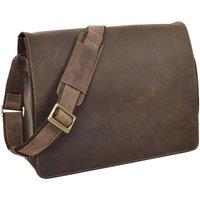 House of Leather Men's Mens Real Oiled Leather Messenger Shoulder Bag Putney in Brown