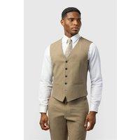 Limehaus Men's Single Breasted Five Button Slim Fit Suit Waistcoat in Khaki | Size: 38R