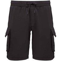 Native Spirit Men's French Terry Washed Cargo Shorts in Black | Size: 3XL