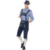 Smiffys Men's Deluxe Traditional Rutger Bavarian Costume in Navy | Size: Medium