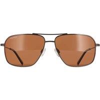 Serengeti Men's Aviator Shiny Gunmetal Mineral Polarized Drivers Dorwinn in Grey