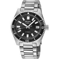 Gevril Men's Atlantic Avenue SA100 Black Ceramic Bezel Black Embossed Dial SS Watch in Silver