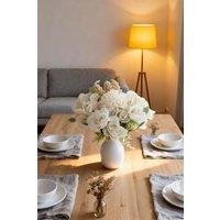Living and Home White Artificial Flowers Alice Bouquet Nordic-Style Silk Flowers for Home, Wedding & Table Dcor