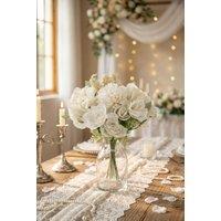 Living and Home Romantic Artificial Bouquet for Home Wedding Decoration in White