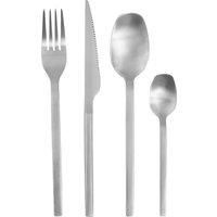 Orsina 16-Piece Silver Matte Finish Cutlery Set, Sleek Stainless Steel Flatware with Tapered Handles