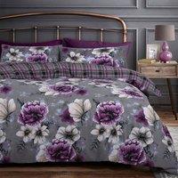 Velosso Cassia Floral Duvet Cover Set in Purple | Size: Super King