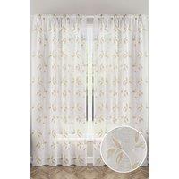 Tyrone Textiles Oasis Natural Embroidered Leaf Design Voile Panels - Pair | Size: 140 cm width x 229 cm drop