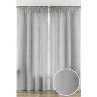 Tyrone Textiles Rhodes' Plain Linen-Look Voile Panels Pair with Rod Pocket Header in Silver | Size: 140 cm width x 122 cm drop