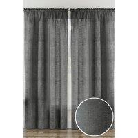 Tyrone Textiles Rhodes' Plain Linen-Look Voile Panels Pair with Rod Pocket Header in Charcoal | Size: 140 cm width x 183 cm drop