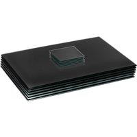 Harbour Housewares 12pc Glass Placemats & Square Coasters Set - 40 x 30cm Protection Mats in Black | Size: 40 x 30 cm