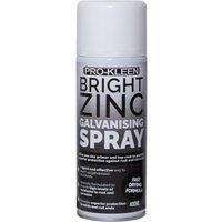 ProKleen Bright Zinc Galvanising Aerosol Spray Paint Primer & Topcoat - 400ml in Clear