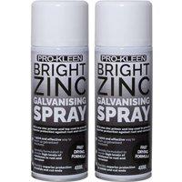 ProKleen Bright Zinc Galvanising Aerosol Spray Paint Primer & Topcoat 400ml x2 in Clear