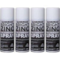 ProKleen Bright Zinc Galvanising Aerosol Spray Paint Primer & Topcoat 400ml x4 in Clear