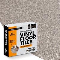 Novecrafto Vinyl Floor Tiles Self-Adhesive Carpet Effect 45x45cm, Pack 10 in Beige | Size: 45x45 cm