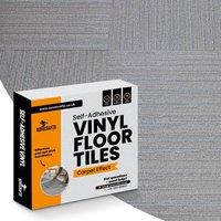 Novecrafto Vinyl Floor Tiles Self-Adhesive Carpet Effect 45x45cm, Pack 10 in Grey | Size: 45x45 cm