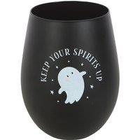Something Different Keep Your Spirits Up Ghost 500ml Stemless Glass in Black
