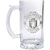Manchester United FC Crest Glass Beer Stein in Clear