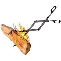 NESTLUNE Long Fire Tongs Fireplace Tongs Camping Tool Set in Black