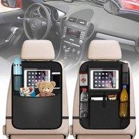 NESTLUNE 2Pcs Car Back Seat Organiser Tablet Holder Storage in Black | Size: Large