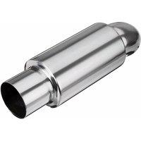 NESTLUNE 2.5 Inlet 2.5 Outlet Car Stainless Steel Exhaust Muffle in Silver | Size: 10000mm x 520mm