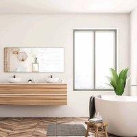 NESTLUNE Large Mirror Wall Sticker Roll Self Adhesive Bathroom in Silver | Size: 100 cm x 100 cm