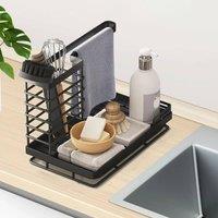 EONLION Kitchen Sink Organiser Sponge Holder in Black | Size: 100 cm