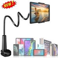 FLAVORA 360 Gooseneck Phone Clamp Stand Bed Clip Flexible Long Arm Bracket in Black