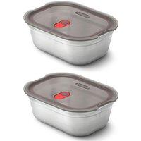 Black + Blum Set of 2 Steel Food Box Large 1200ml - Grey & Red