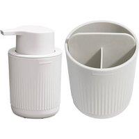ReBorn Soap Dispenser 250ml & Toothbrush Holder Set - White