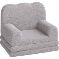 VOGREX Sofa Bed, 2-in-1 Fold Out Plush Toddler Couch Convertible Chair in Grey