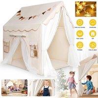 NESTLUNE Kids Playhouse Tent Indoor, 120x100x127cm Large Space in Beige | Size: 100 cm x 100 cm