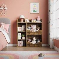 VOGREX Kids Toy Storage Organizer, 5-Cubby Wooden in Brown